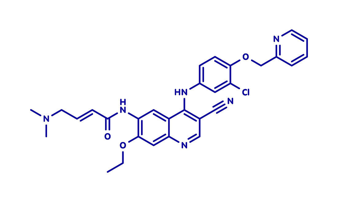 Neratinib breast cancer drug molecule, illustration