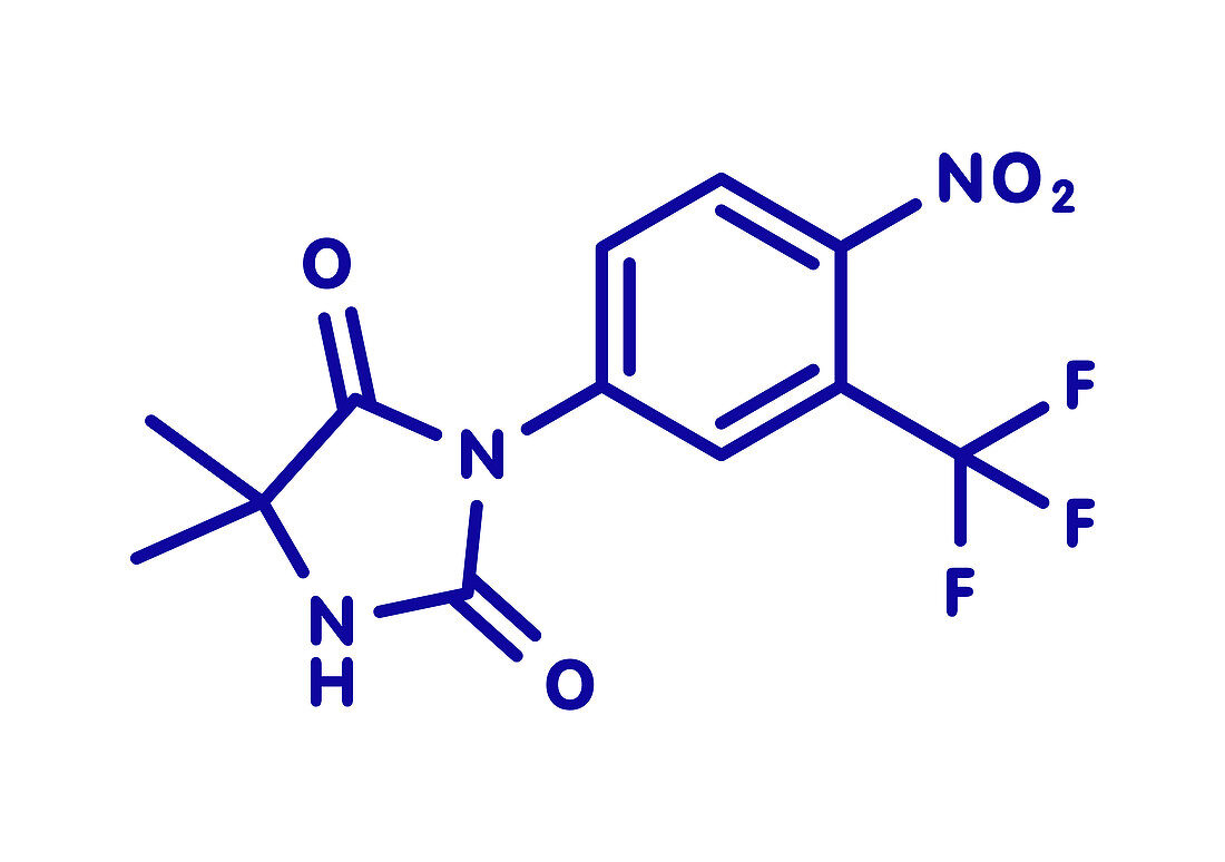 Nilutamide prostate cancer drug molecule, illustration