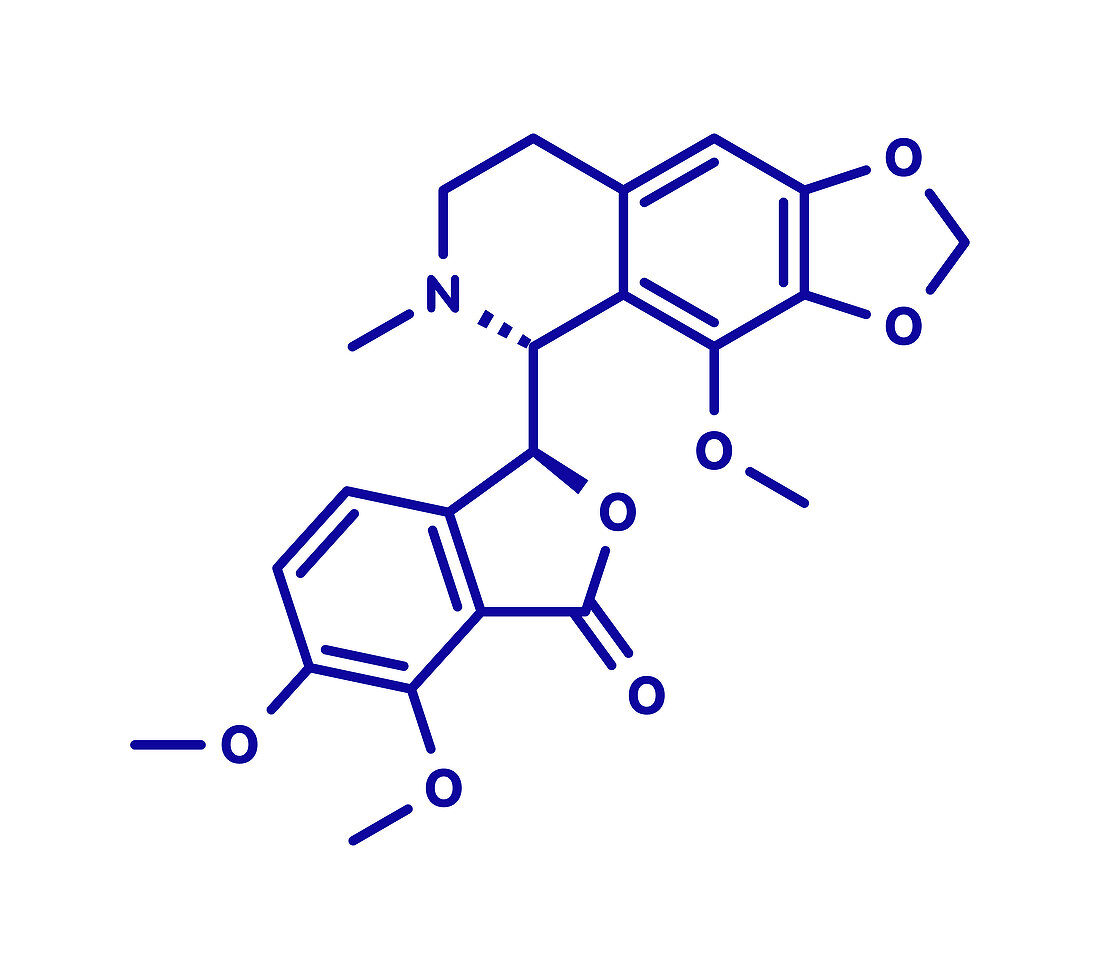 Noscapine antitussive drug molecule, illustration