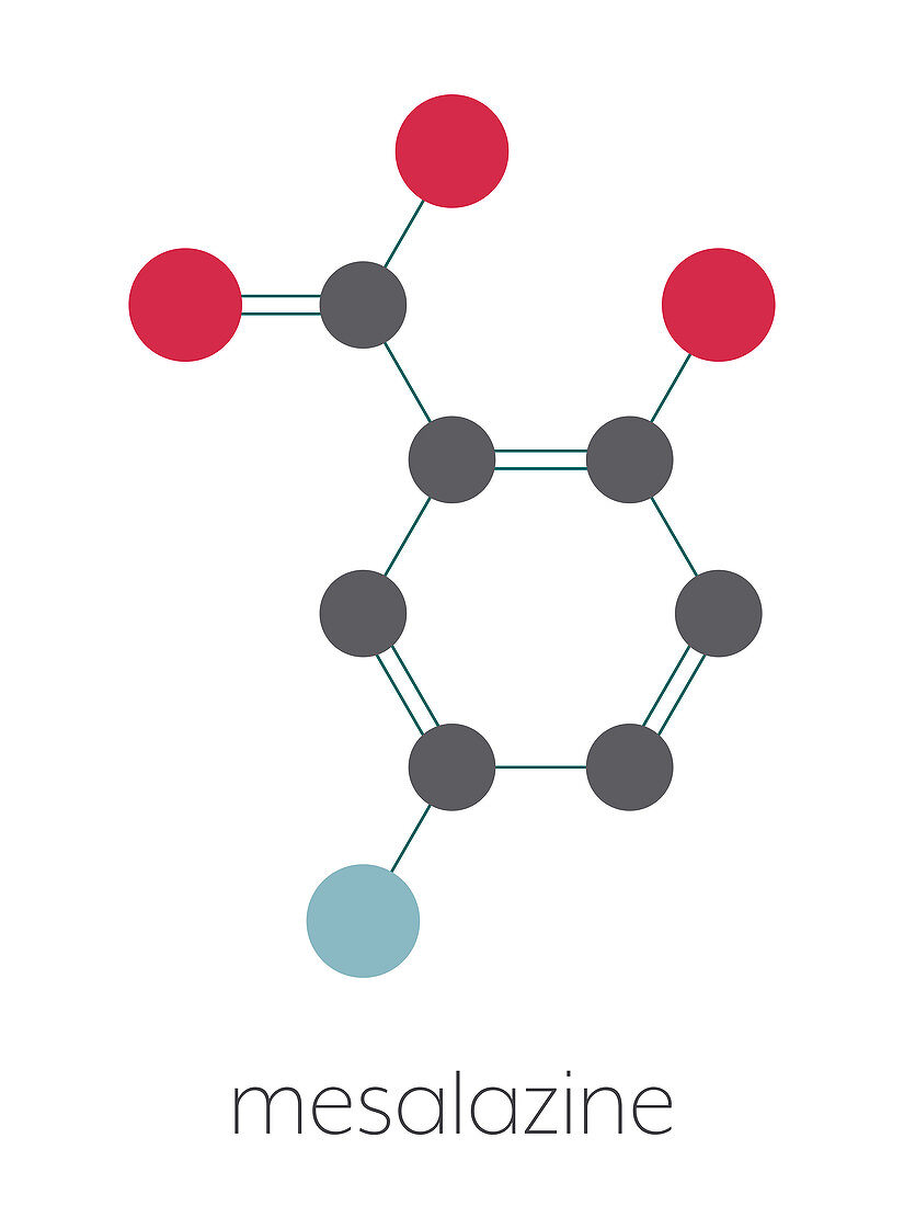 Mesalazine drug molecule, illustration