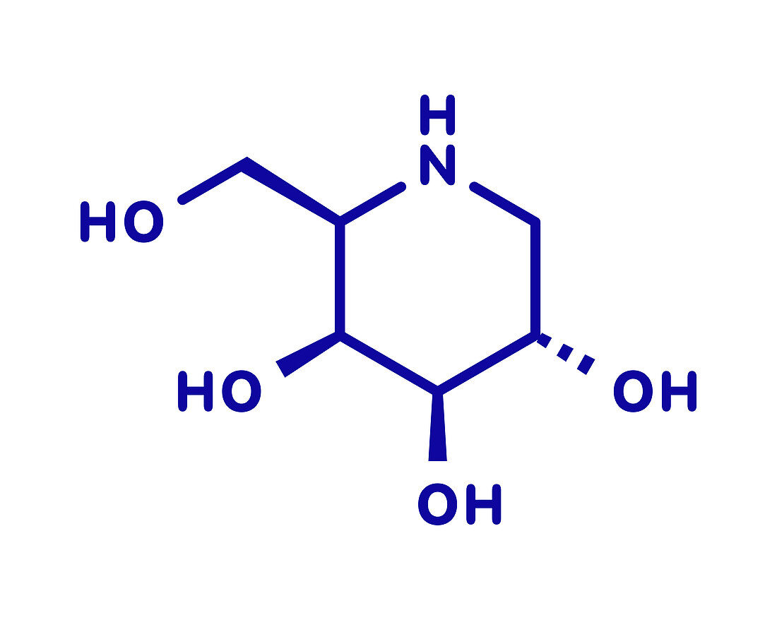 Migalastat Fabry disease drug molecule, illustration