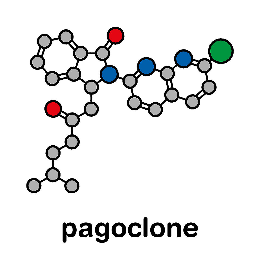 Pagoclone anxiolytic drug molecule, illustration