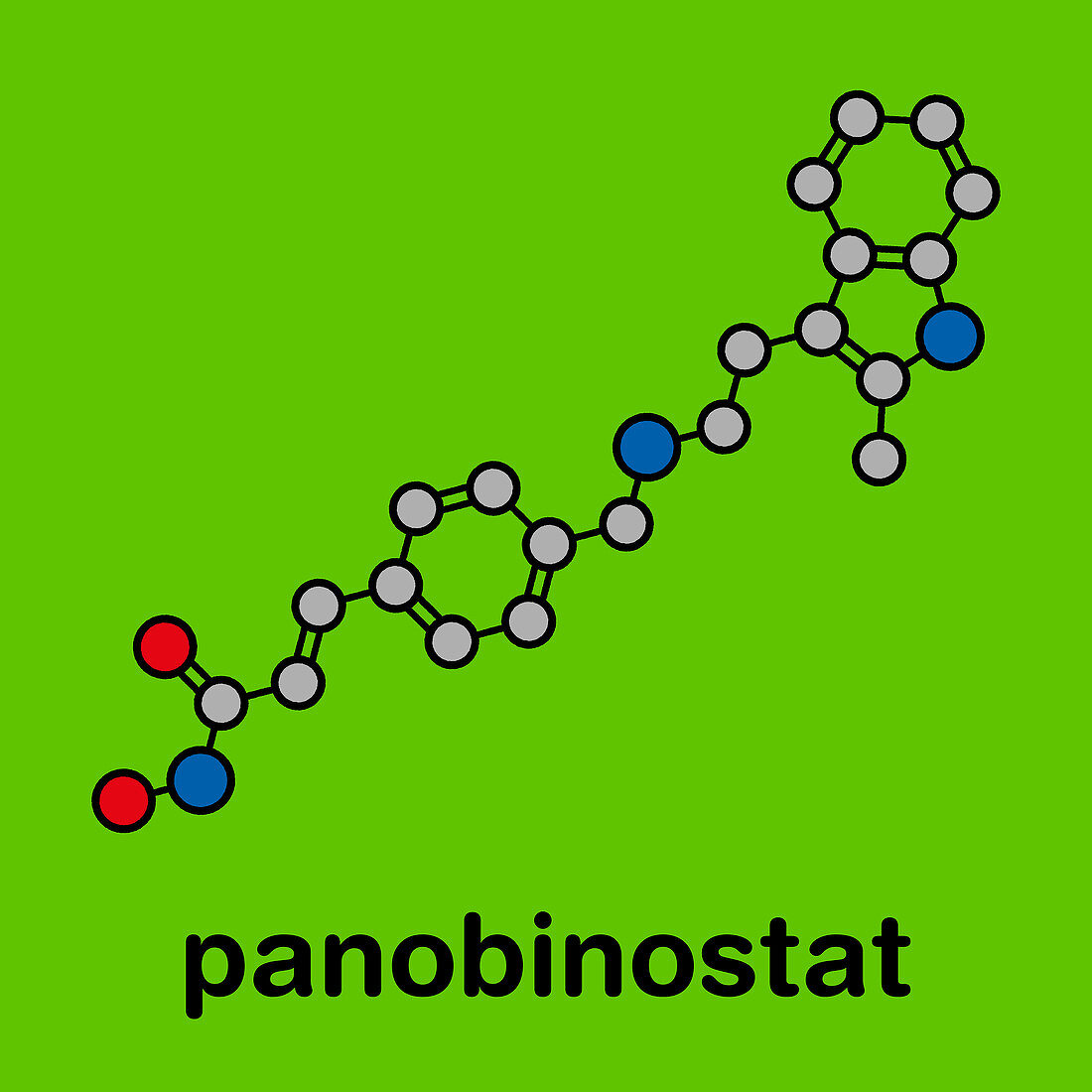 Panobinostat cancer drug molecule, illustration