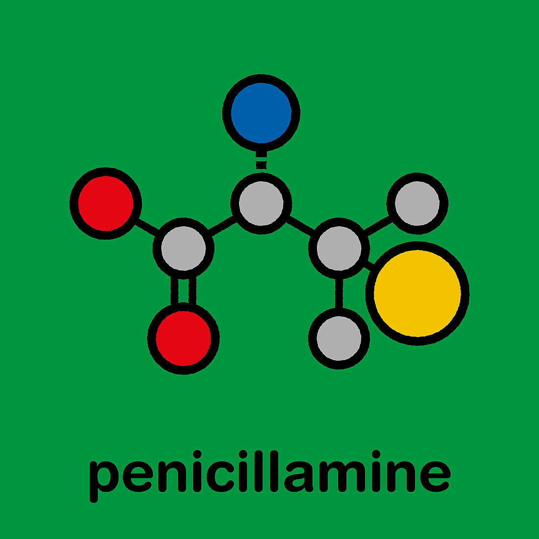 Penicillamine drug molecule, illustration