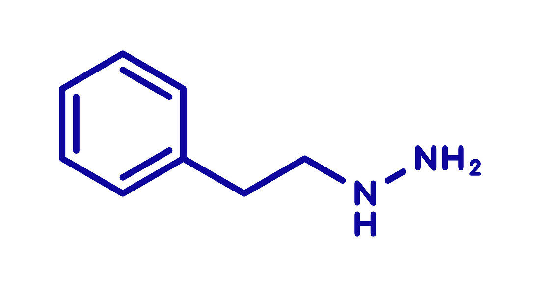 Phenelzine antidepressant molecule, illustration