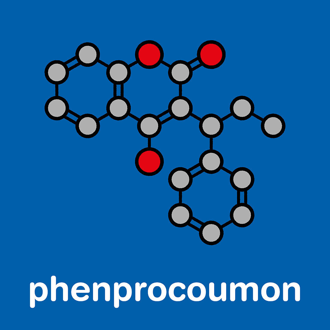 Phenprocoumon anticoagulant drug molecule, illustration