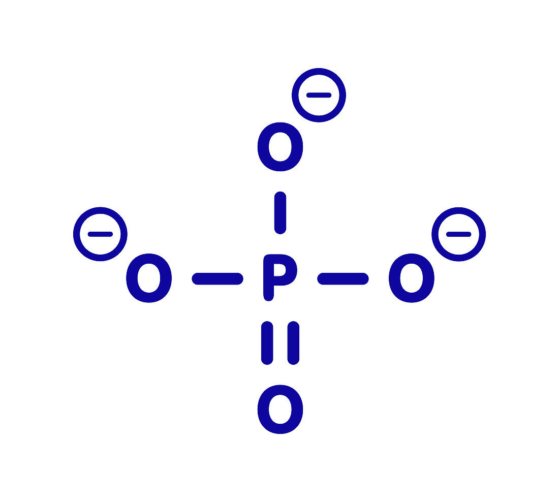 Phosphate anion chemical structure, illustration