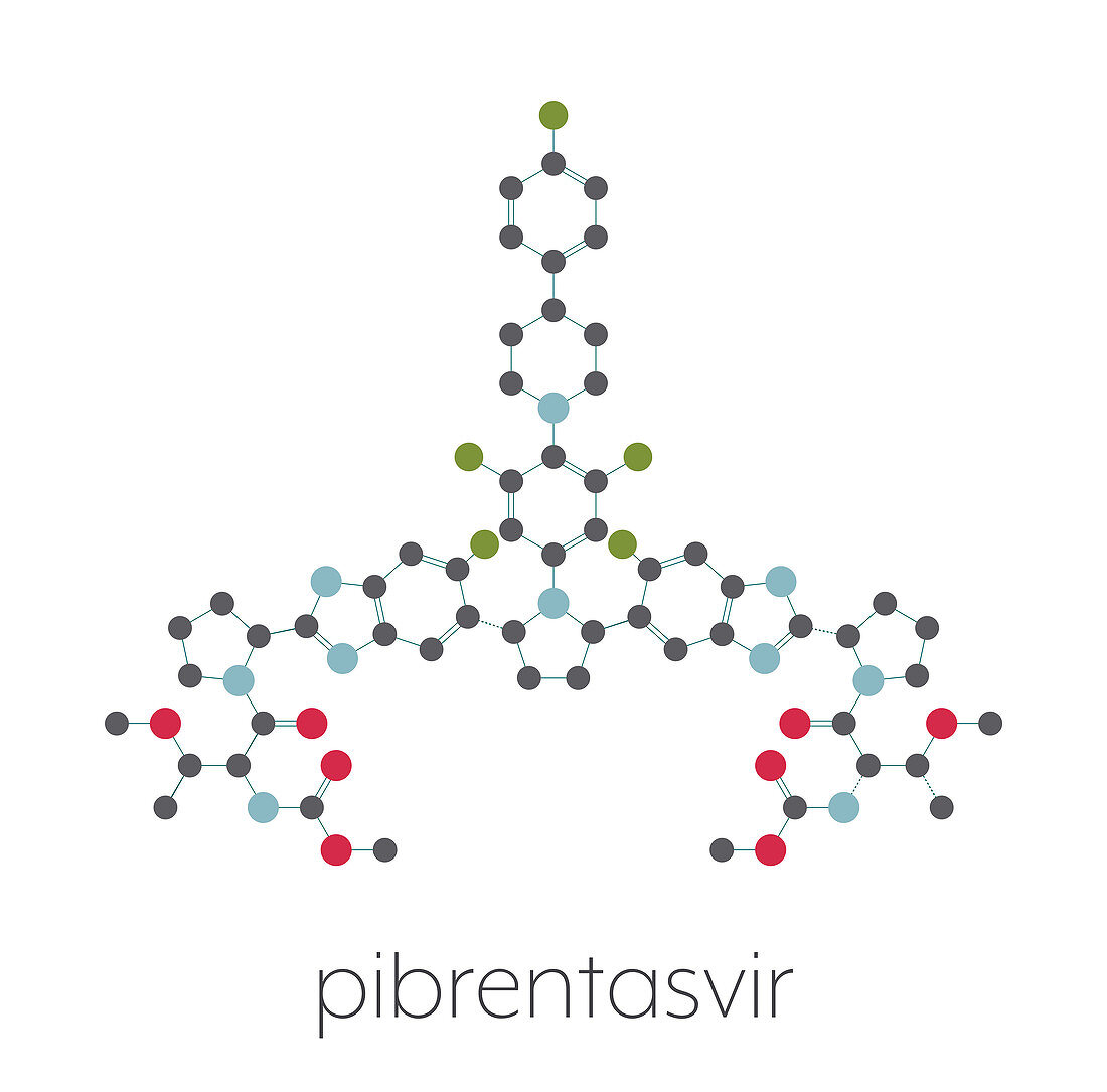 Pibrentasvir hepatitis C virus drug molecule, illustration
