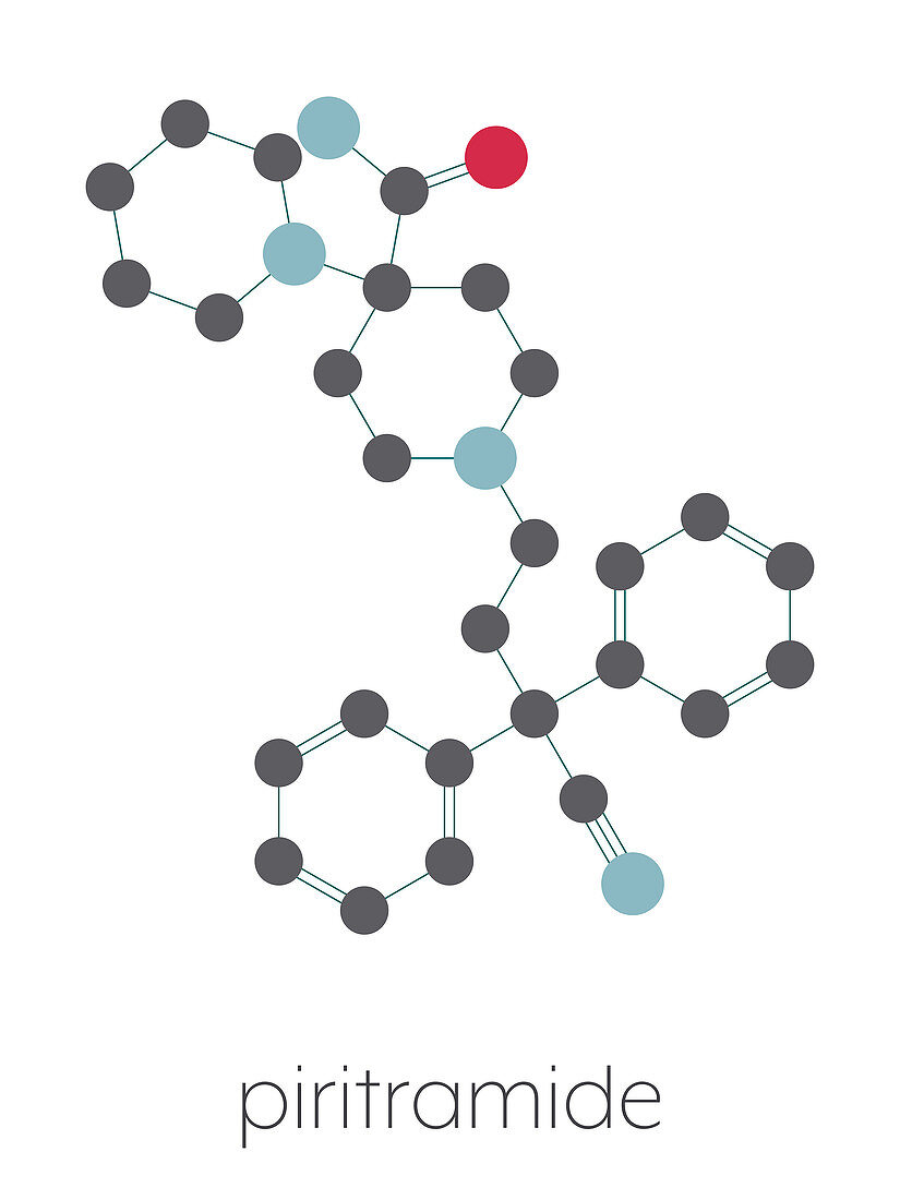 Piritramide opioid analgesic drug molecule, illustration