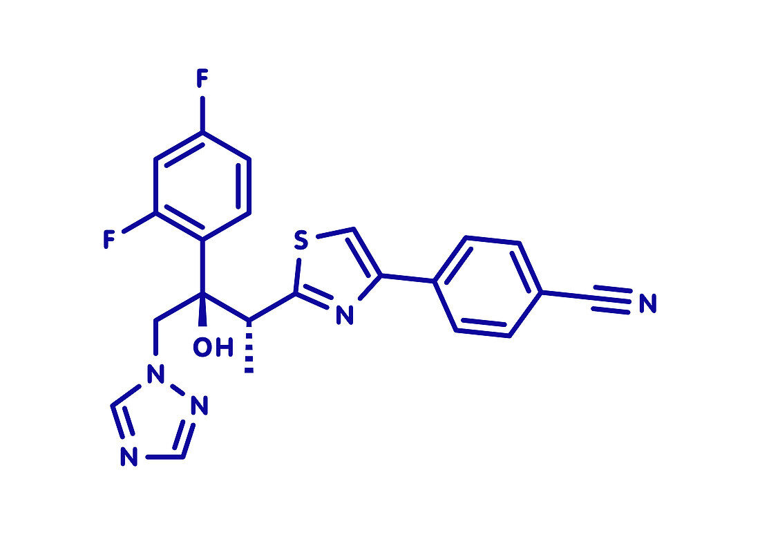 Ravuconazole antifungal drug molecule, illustration