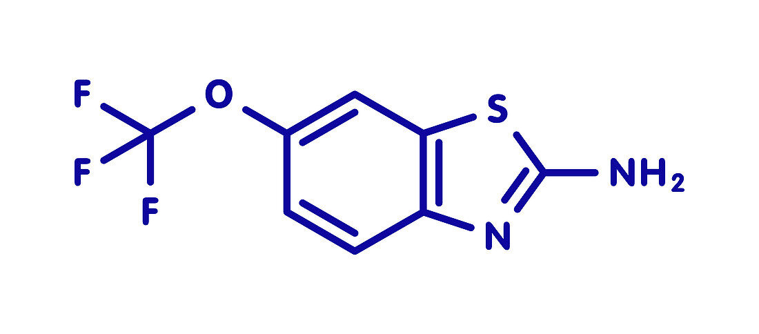 Riluzole ALS drug molecule, illustration