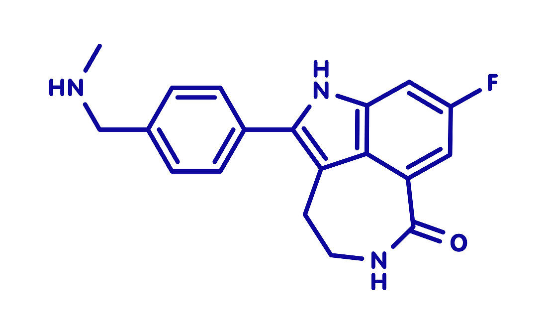 Rucaparib cancer drug molecule, illustration