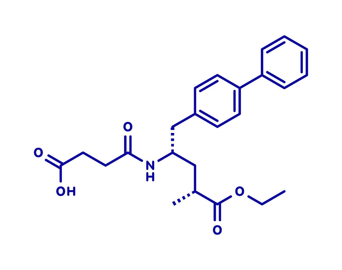 Sacubitril hypertension drug molecule, illustration