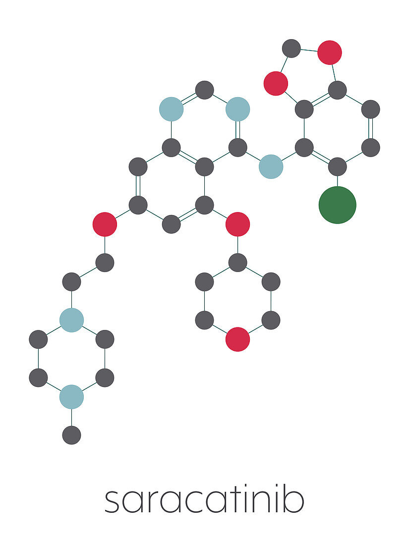 Saracatinib drug molecule, illustration