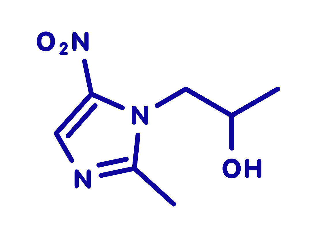 Secnidazole anti-infective drug molecule, illustration