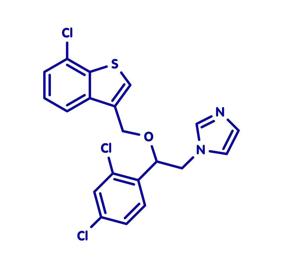 Sertaconazole antifungal drug molecule, illustration