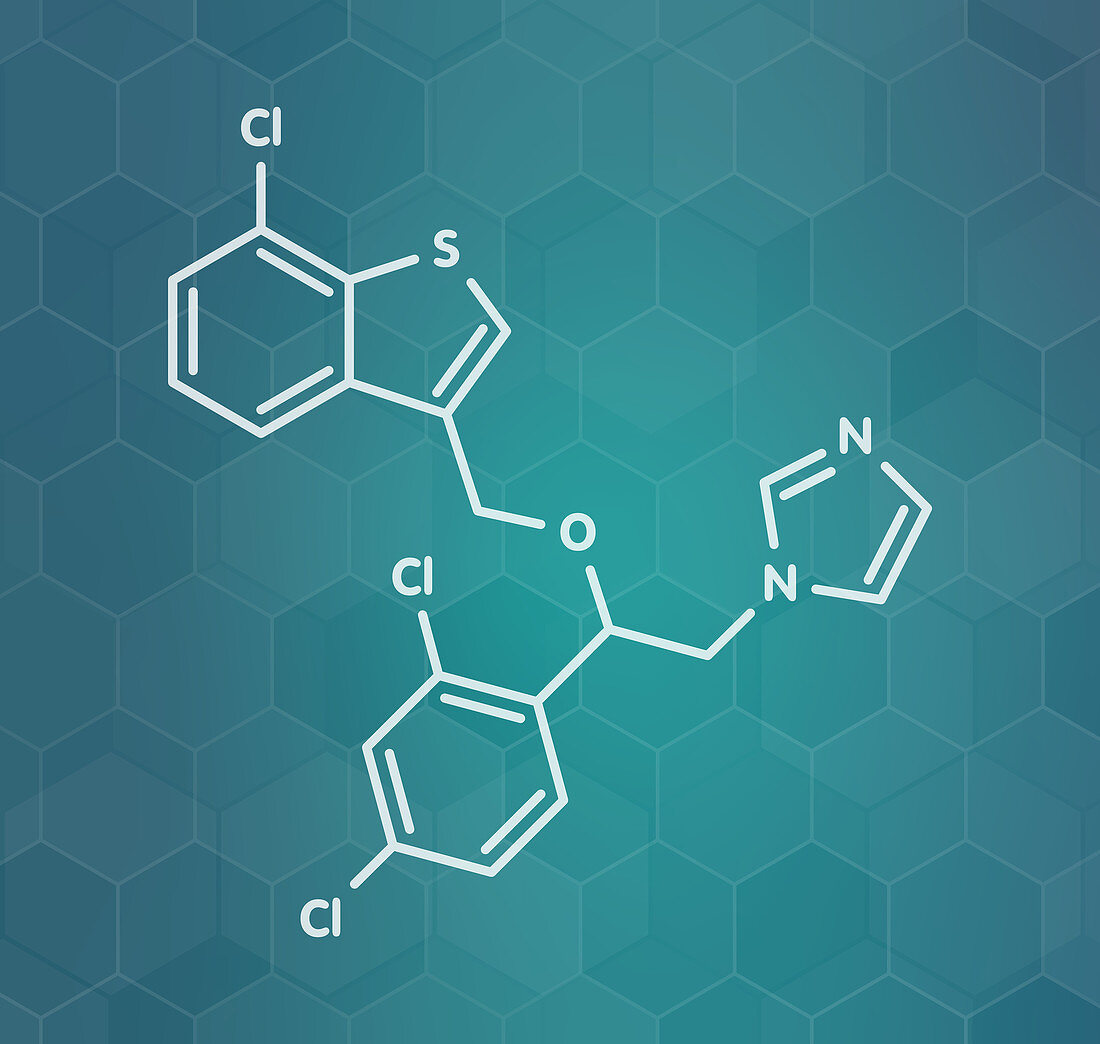 Sertaconazole antifungal drug molecule, illustration