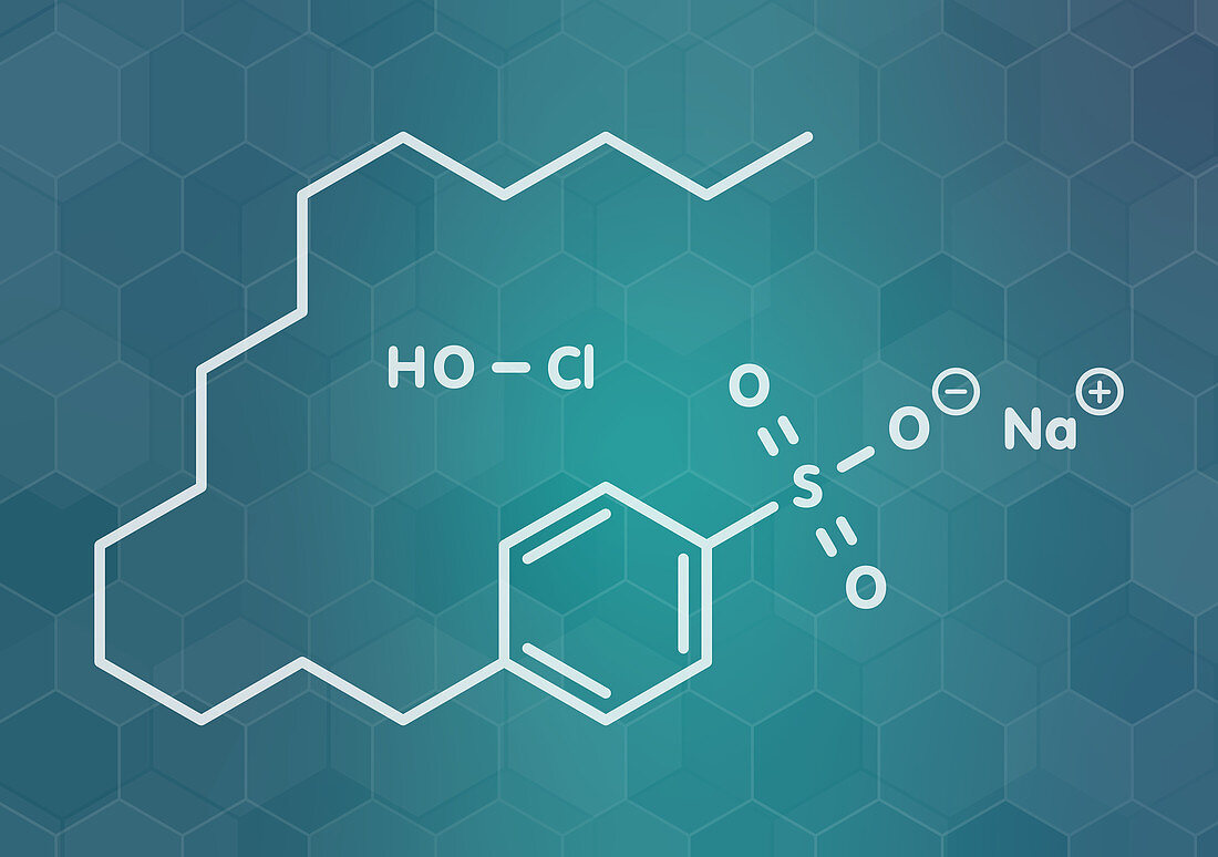 Sodium oxychlorosene antiseptic molecule, illustration