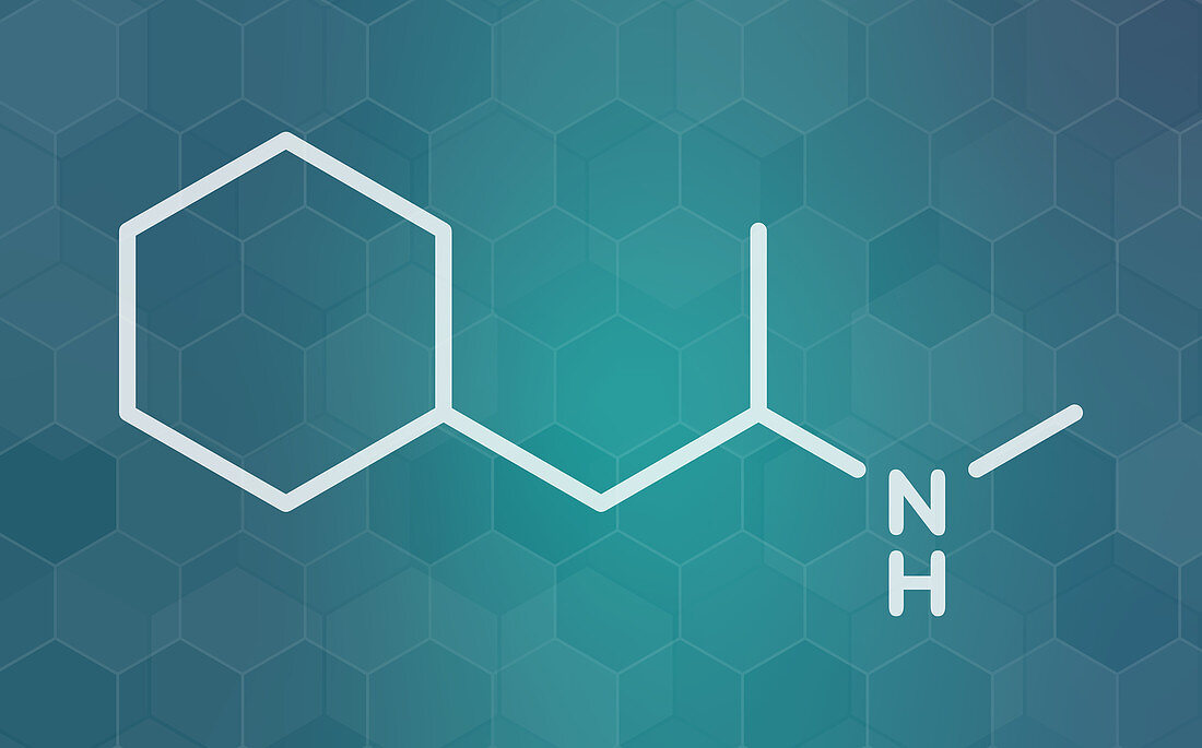 Propylhexedrine molecule, illustration