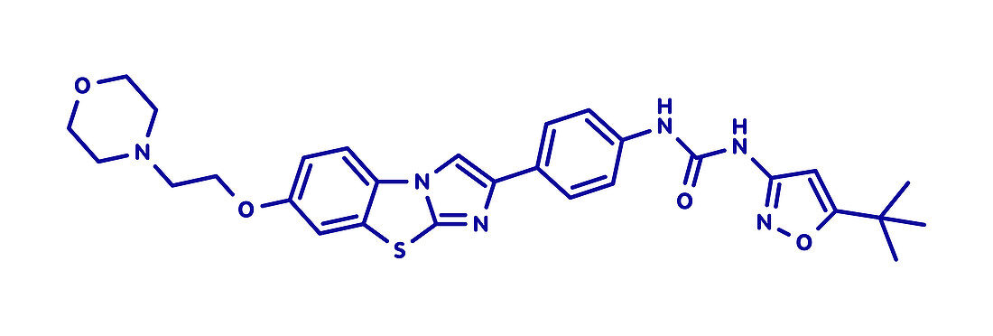 Quizartinib cancer drug molecule, illustration