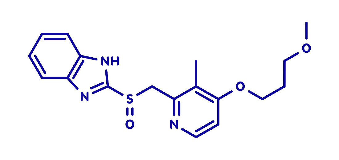 Rabeprazole gastric ulcer drug molecule, illustration