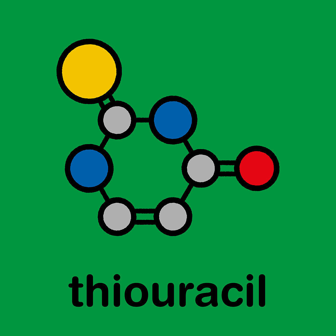 Thiouracil drug molecule, illustration