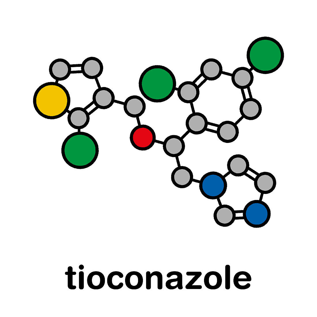 Tioconazole antifungal drug molecule, illustration