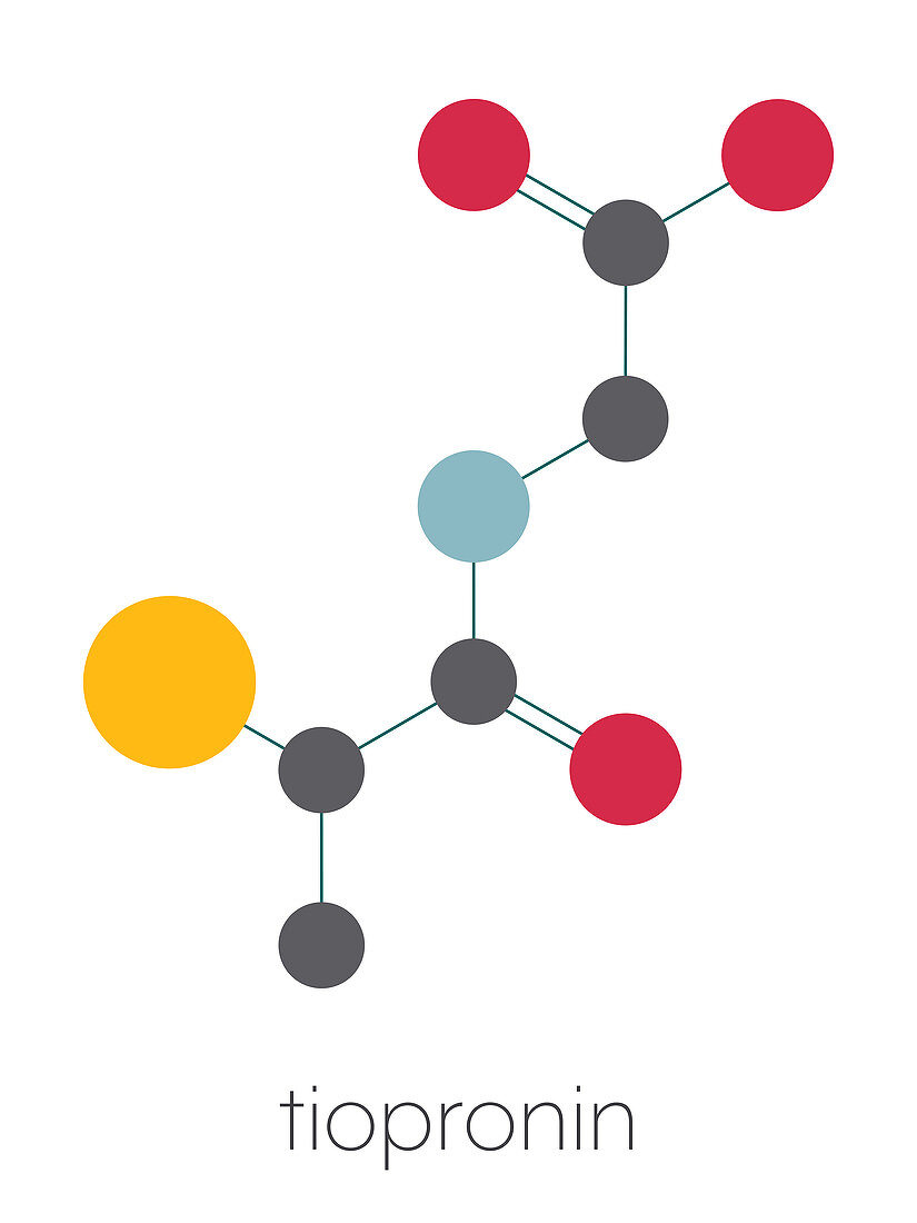 Tiopronin cystinuria drug molecule, illustration