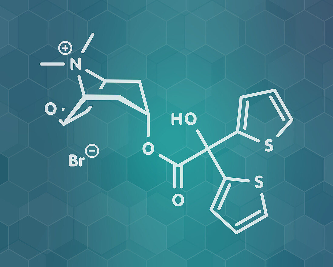 Tiotropium bromide COPD drug molecule, illustration