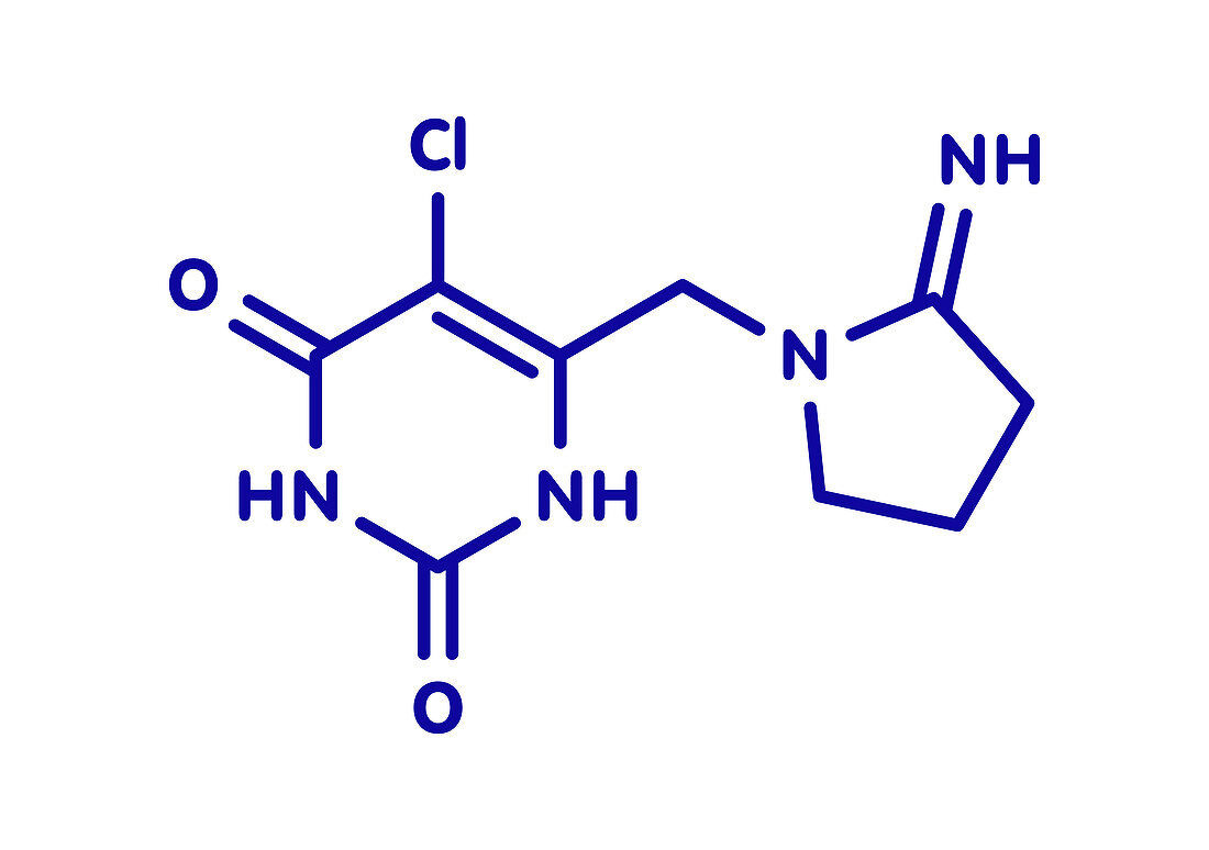 Tipiracil cancer drug molecule, illustration