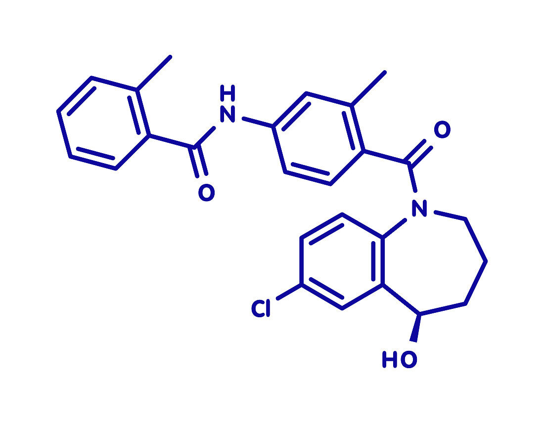 Tolvaptan hyponatremia drug molecule, illustration