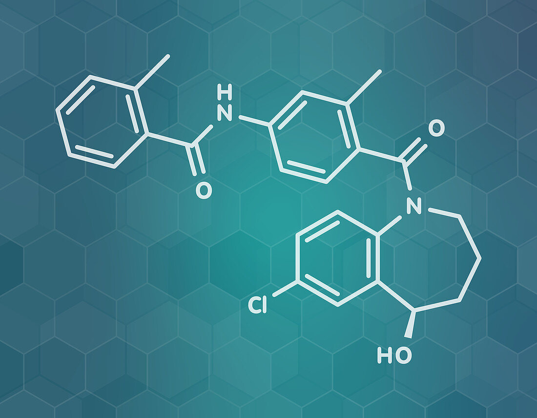 Tolvaptan hyponatremia drug molecule, illustration