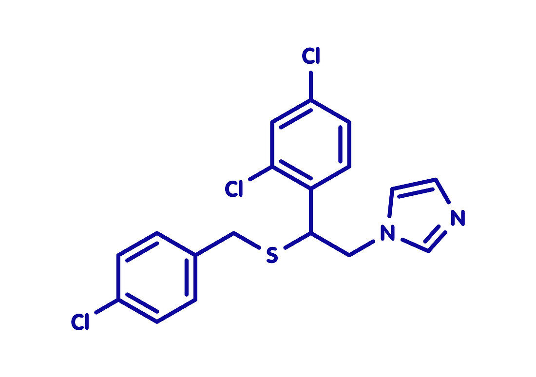 Sulconazole antifungal drug molecule, illustration