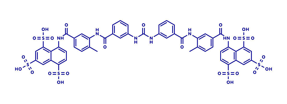 Suramin sleeping sickness drug molecule, illustration