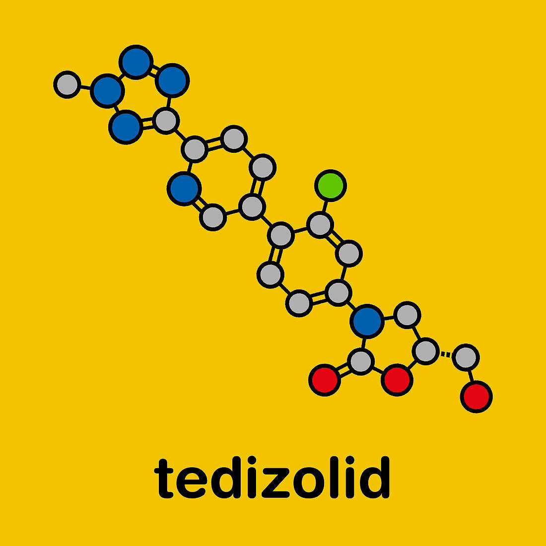Tedizolid antibacterial drug molecule, illustration