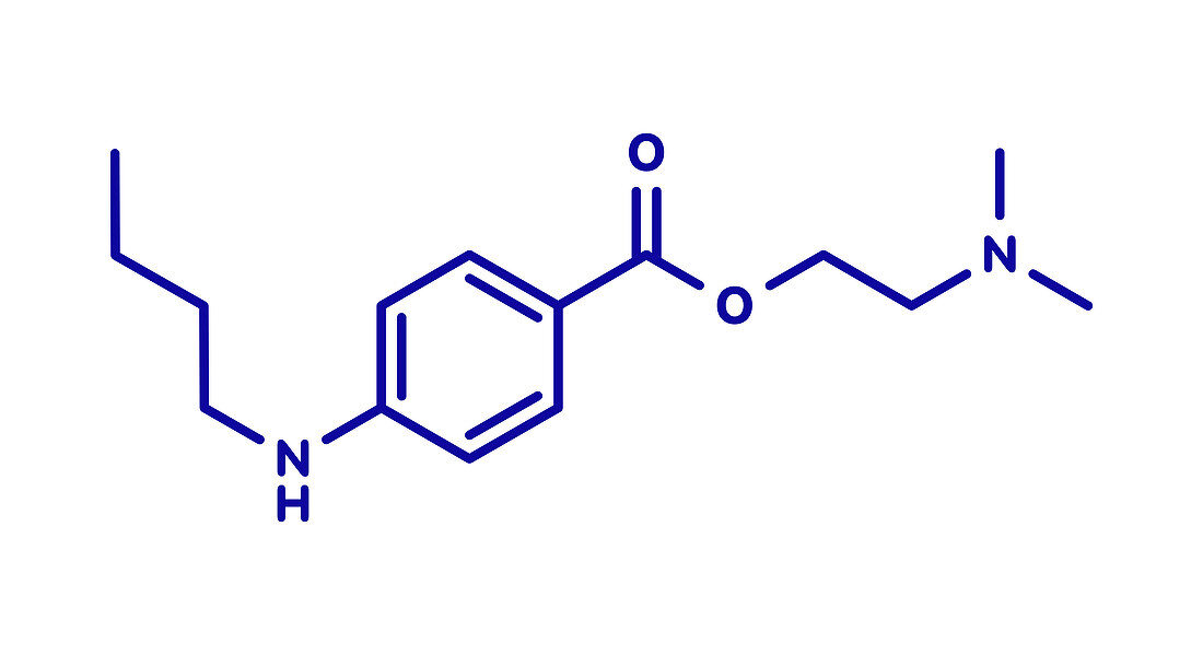 Tetracaine local anesthetic drug molecule, illustration