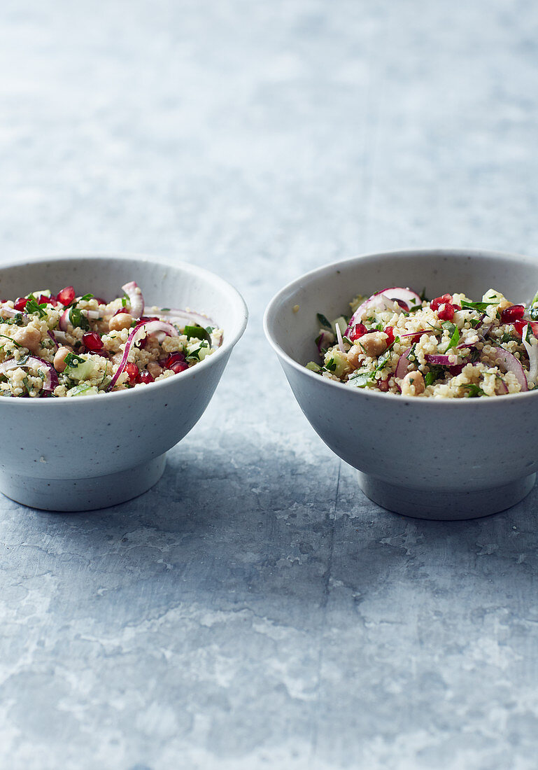 Vegan quinoa salad with a tahini dressing