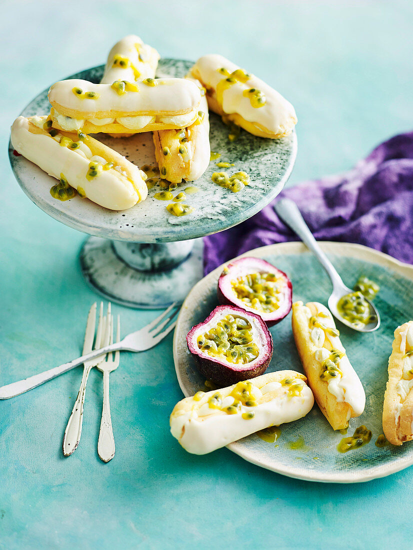 White Chocolate and Passionfruit Eclairs