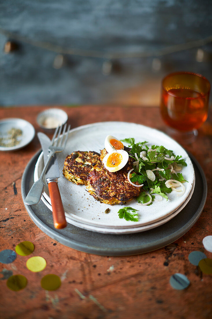 Celeriac and comte fritters