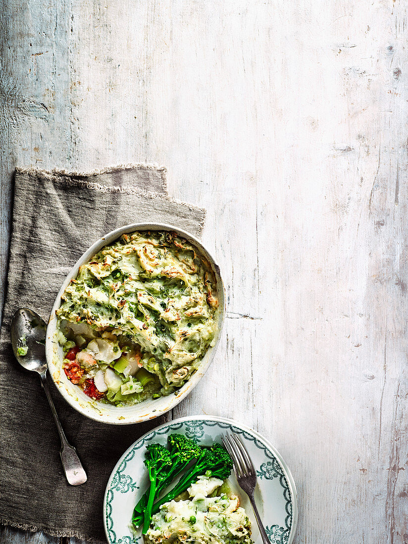 Fish pie with pea and dill mash
