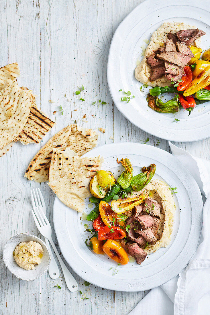 Fast Moroccan Roast Lamb with Butter Bean Hummus