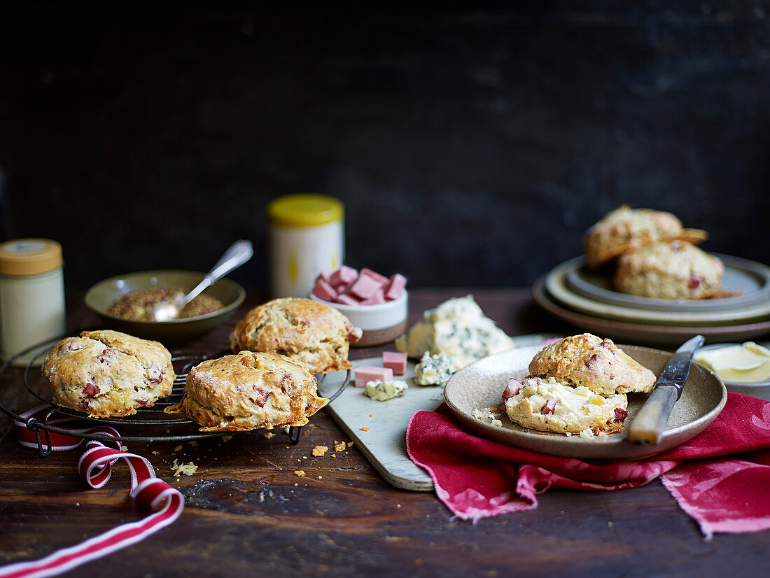 Boxing Day scones with stilton and ham