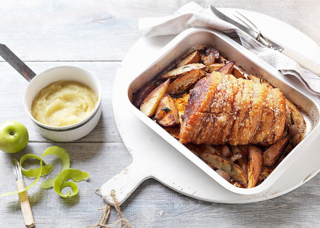 Roast Leg of Pork with Apple Sauce