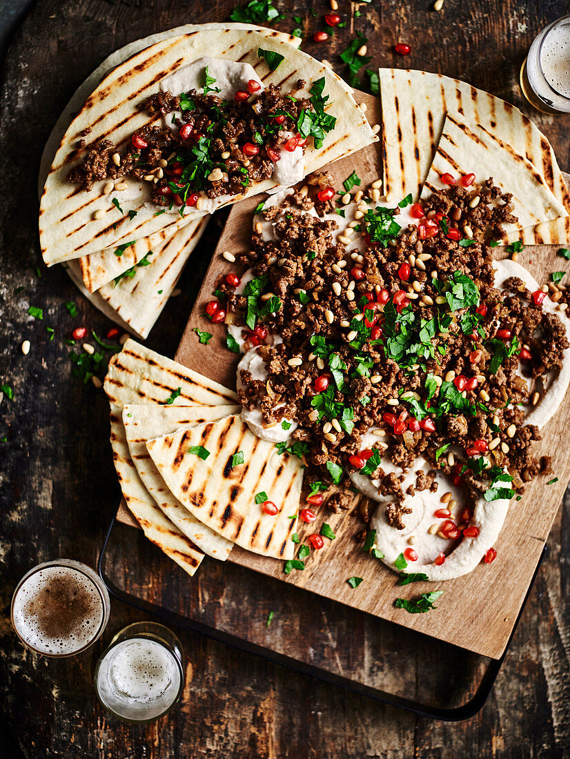 Spiced Pomegranate Lamb with Butter Bean Hummus