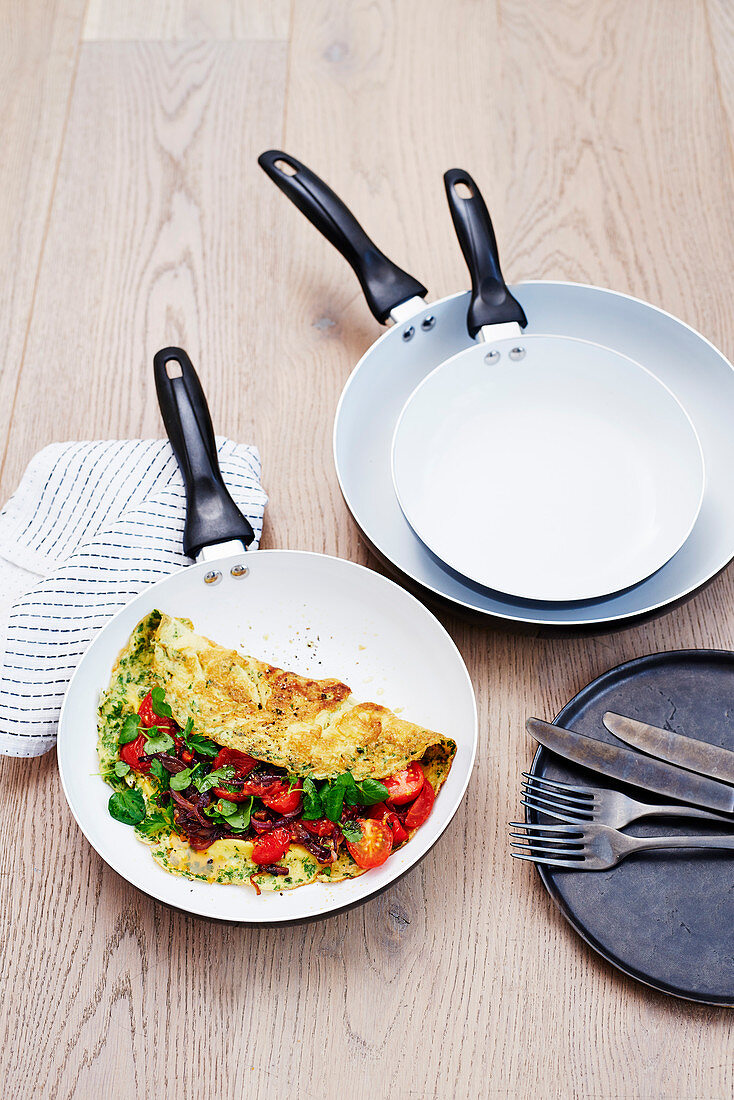 Pans and vegetable omlette
