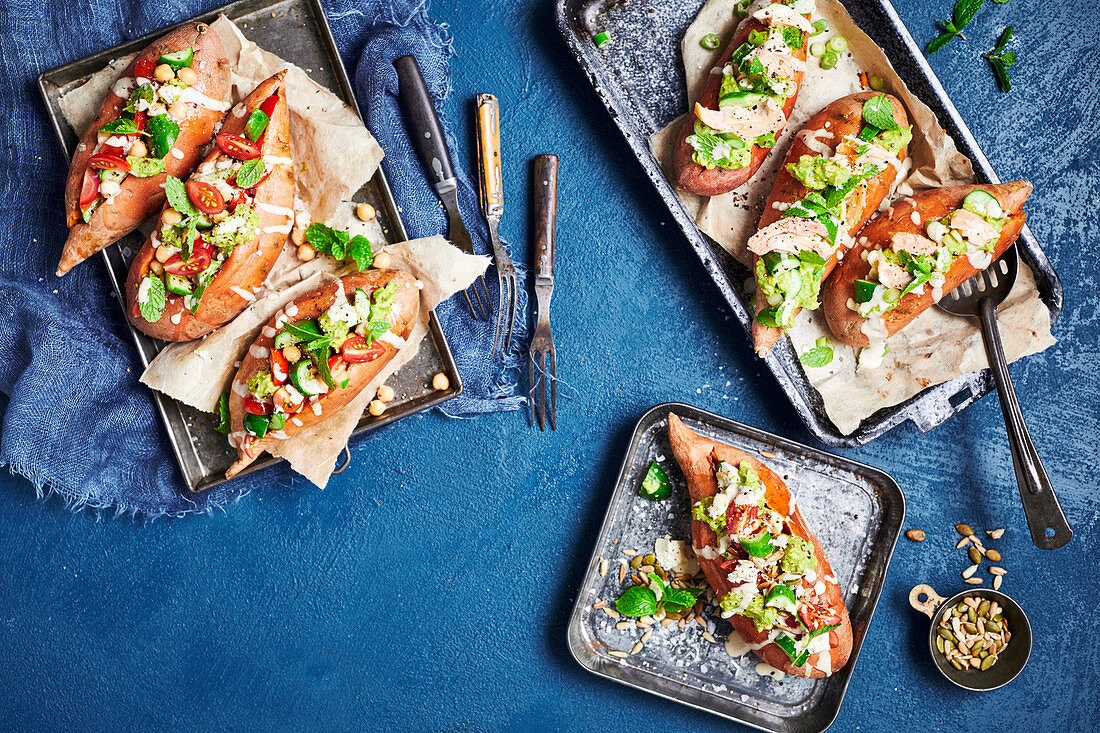 Loaded sweet potatoes with chickpeas