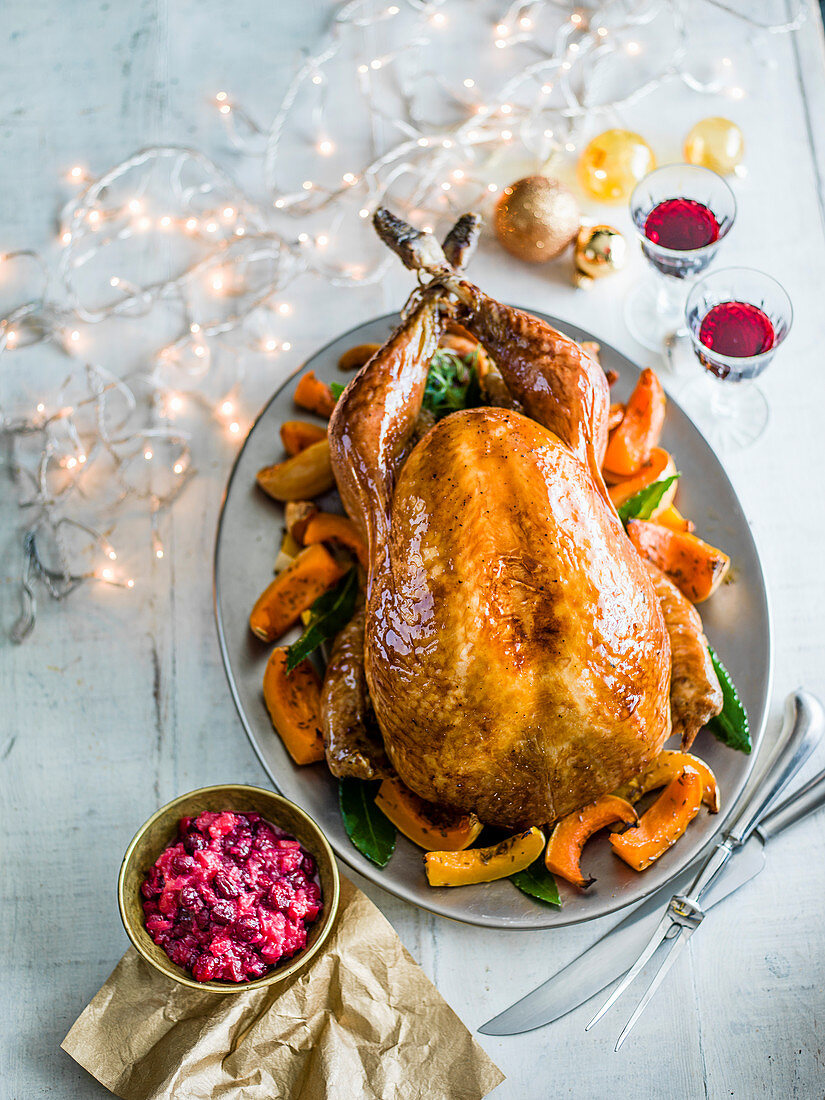 Maple and bourbon glazed turkey