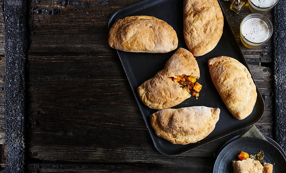 Kale and squash calzones