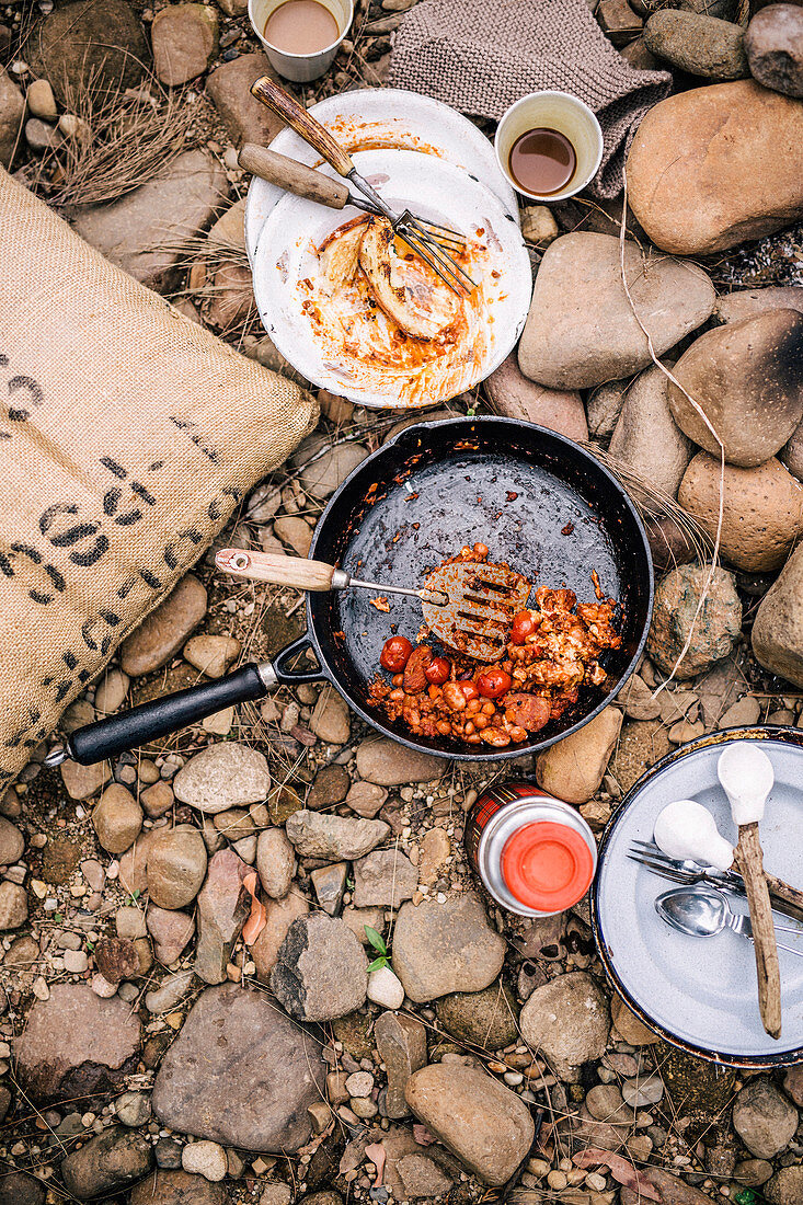 Camping-Frühstück, fast aufgegessen