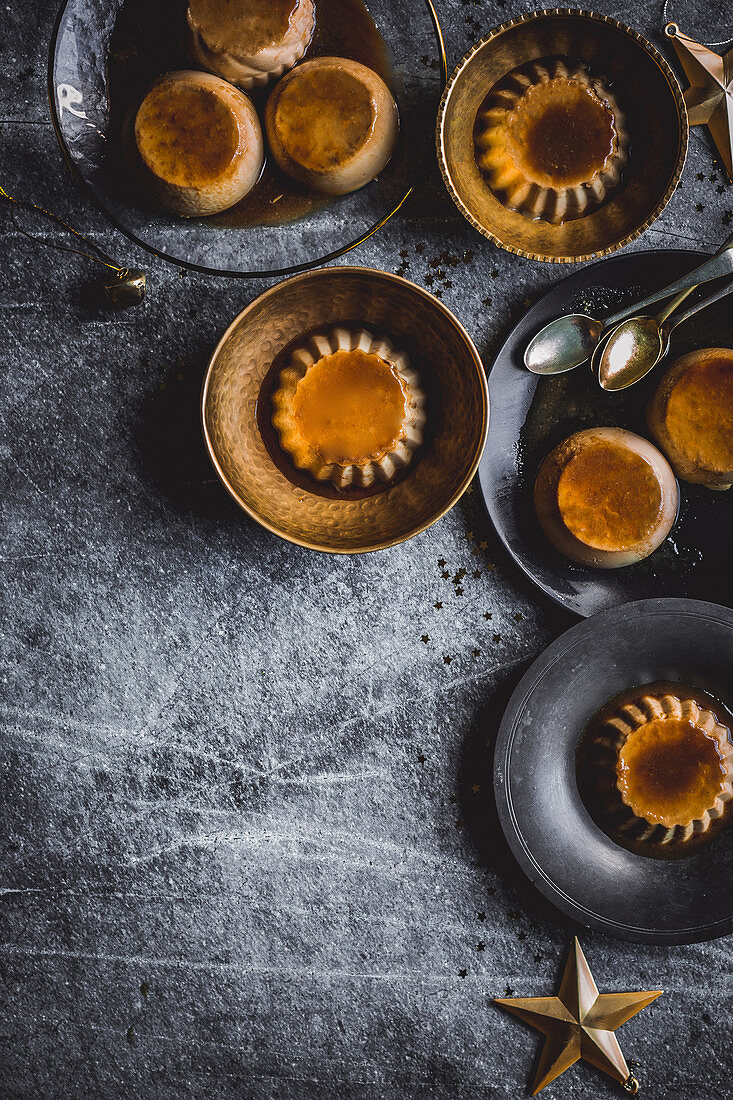 Coffee and condensed milk crème caramels